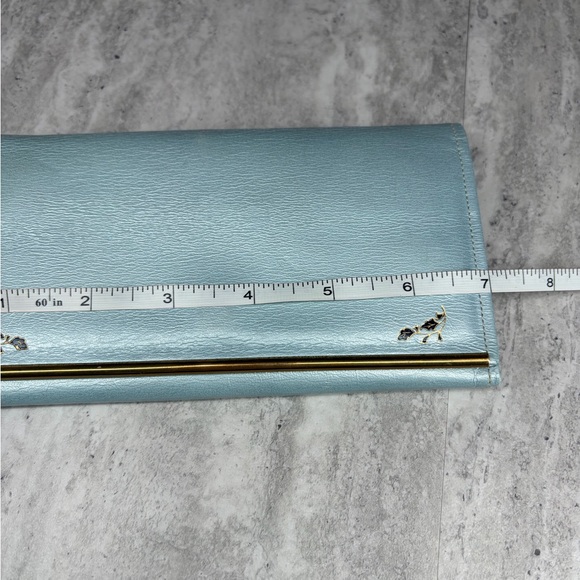 Vintage New Yorker Mello Cowhide Leather Baby Blue Wallet Kiss Lock Martha Hazen - Picture 7 of 12